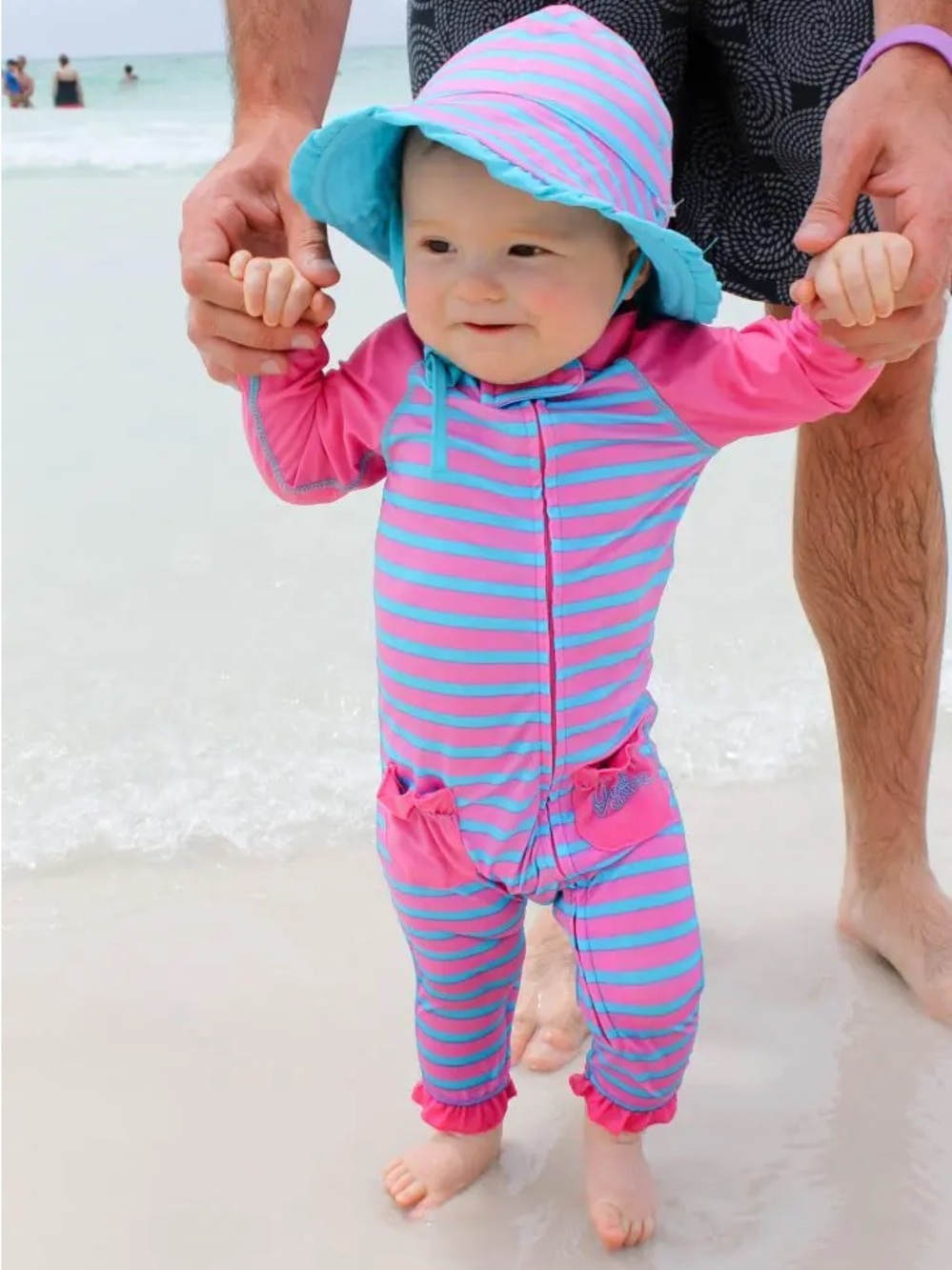 UV Skinz Toddler Pink & Blue Stripe UPF Swim Rashguard